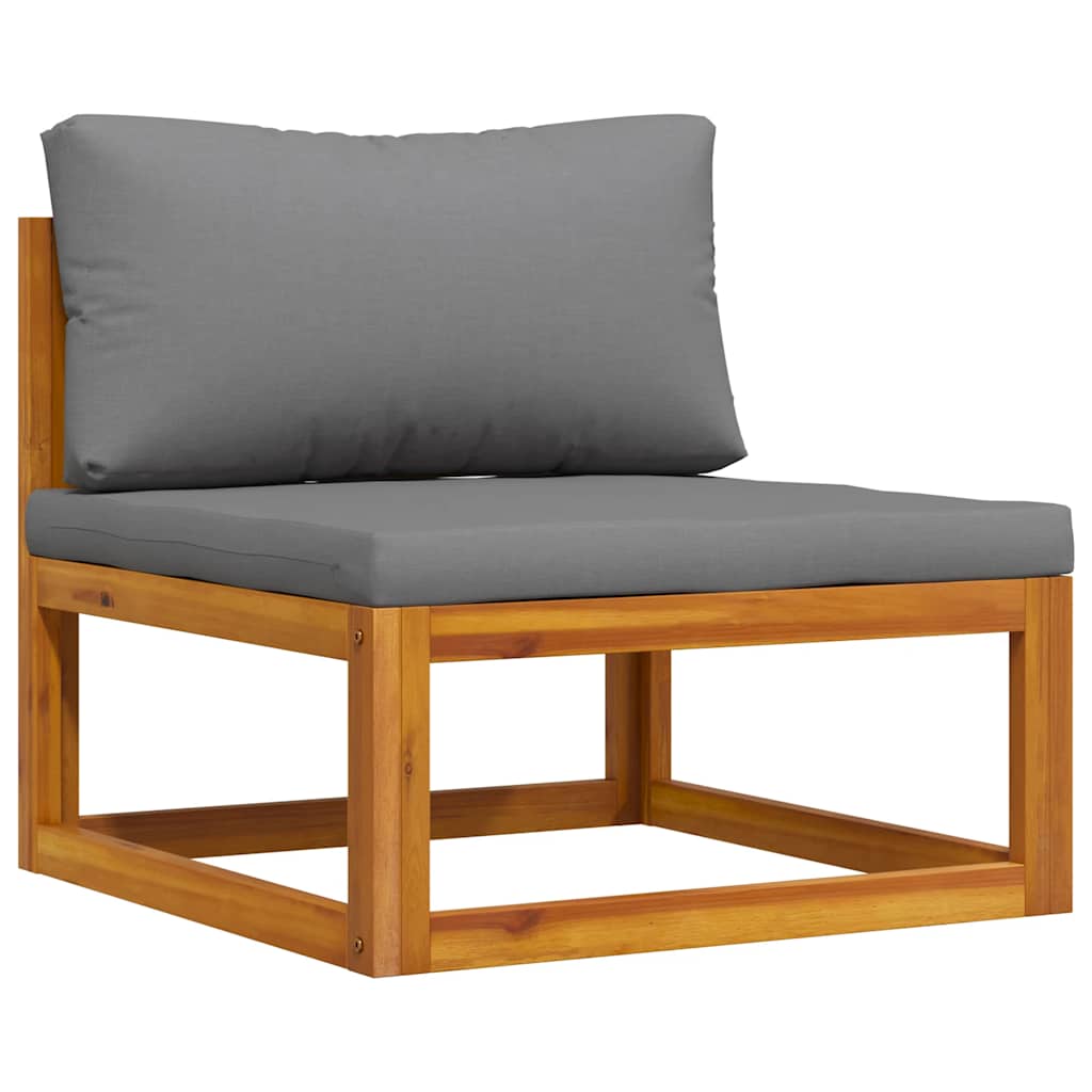 Set Divani da Giardino 2 pz con Cuscini Grigio Scuro in Acacia | homemem39