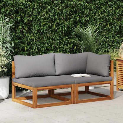 Set Divani da Giardino 2 pz con Cuscini Grigio Scuro in Acacia | homemem39