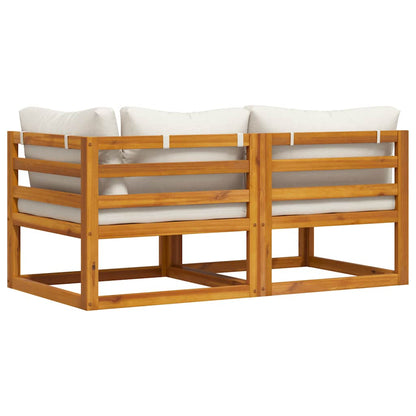 Set Divani da Giardino 2 pz con Cuscini Bianco Crema in Acacia | homemem39