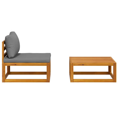 Set Divani da Giardino 2 pz con Cuscini in Massello di Acacia