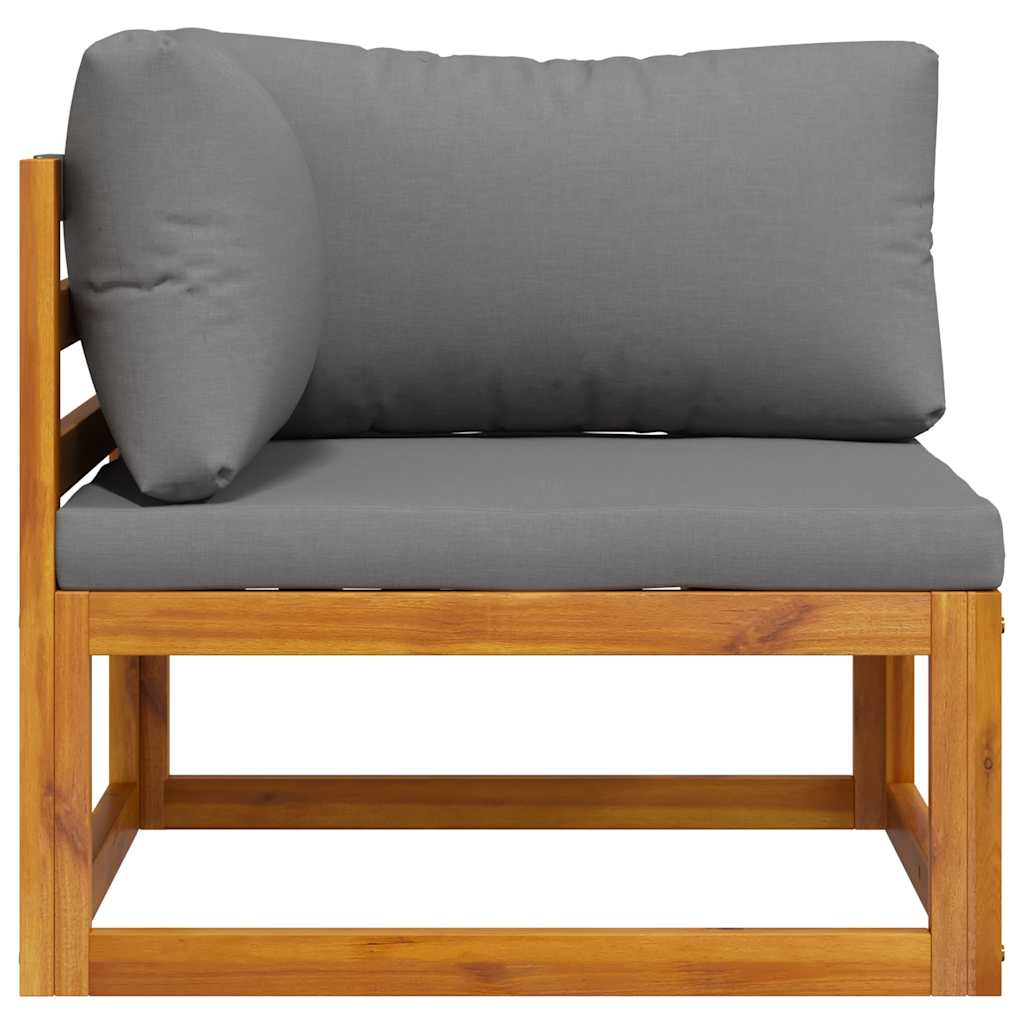 Divano Angolare Modulare Cuscini Grigio Scuro Massello Acacia | homemem39