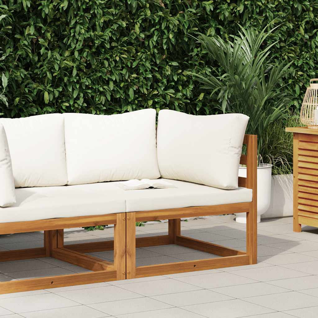Divano Angolare Modulare Cuscini Bianco Crema Massello d'Acacia | homemem39