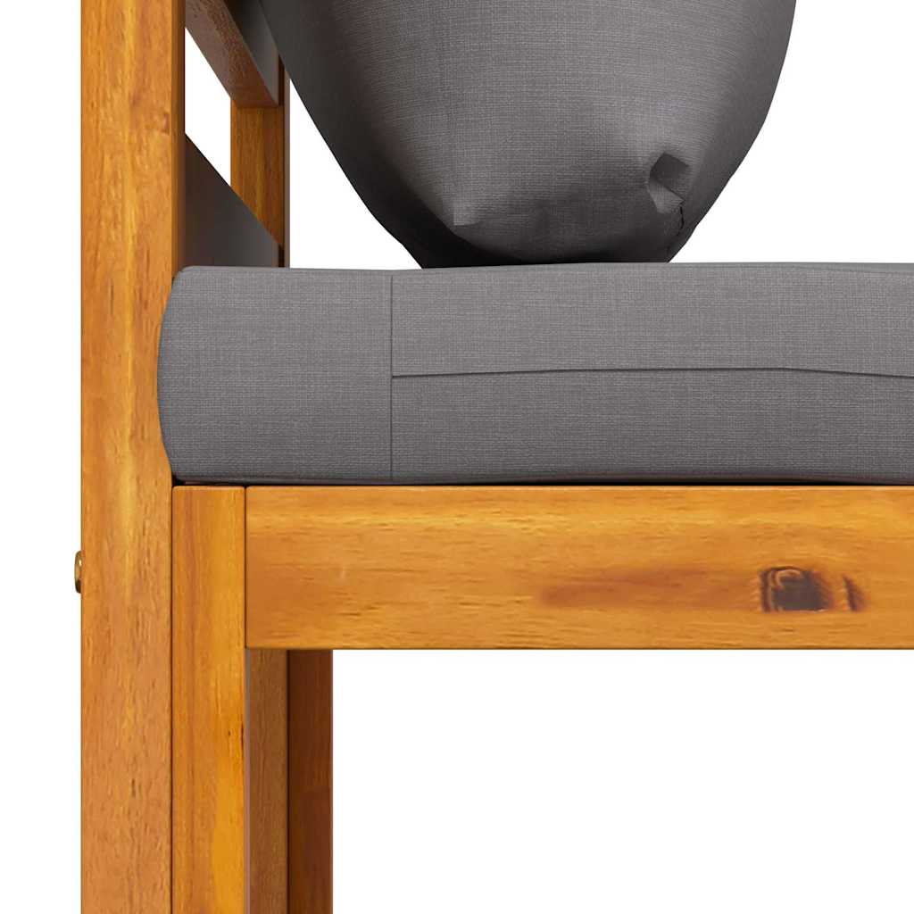 Divano Centrale Modulare Cuscini Grigio Scuro Massello Acacia