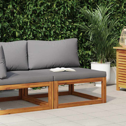 Divano Centrale Modulare Cuscini Grigio Scuro Massello Acacia