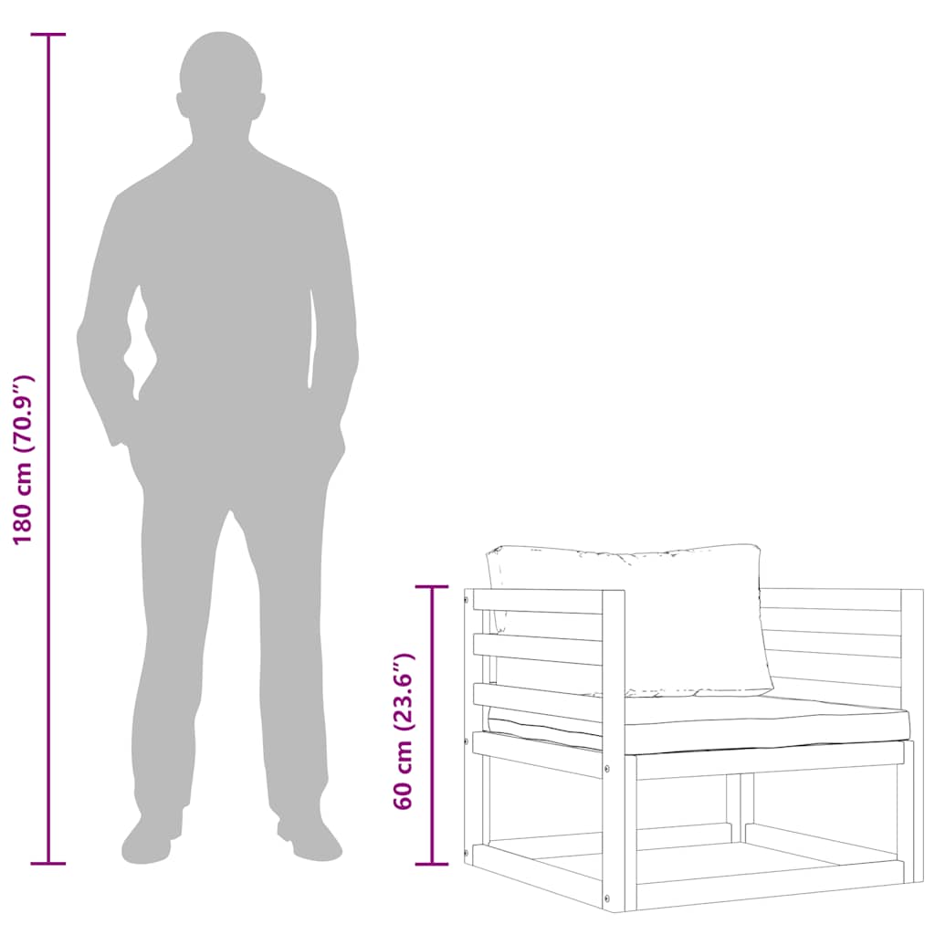 Sedia da Giardino con Cuscini Grigio Scuro Massello di Acacia
