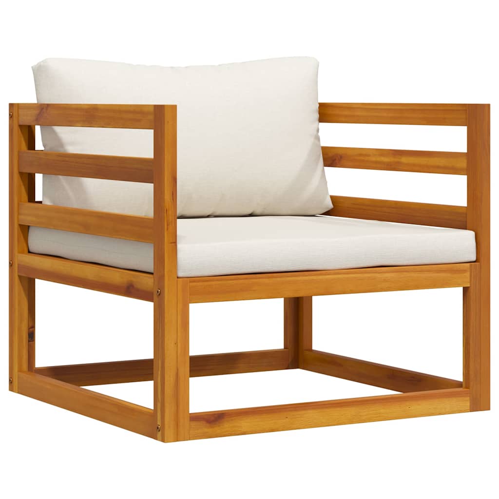 Sedia da Giardino con Cuscino Crema in Legno Massello di Acacia