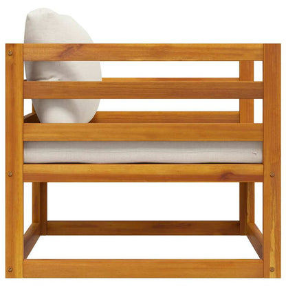 Sedia da Giardino con Cuscino Crema in Legno Massello di Acacia