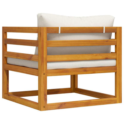 Sedia da Giardino con Cuscino Crema in Legno Massello di Acacia