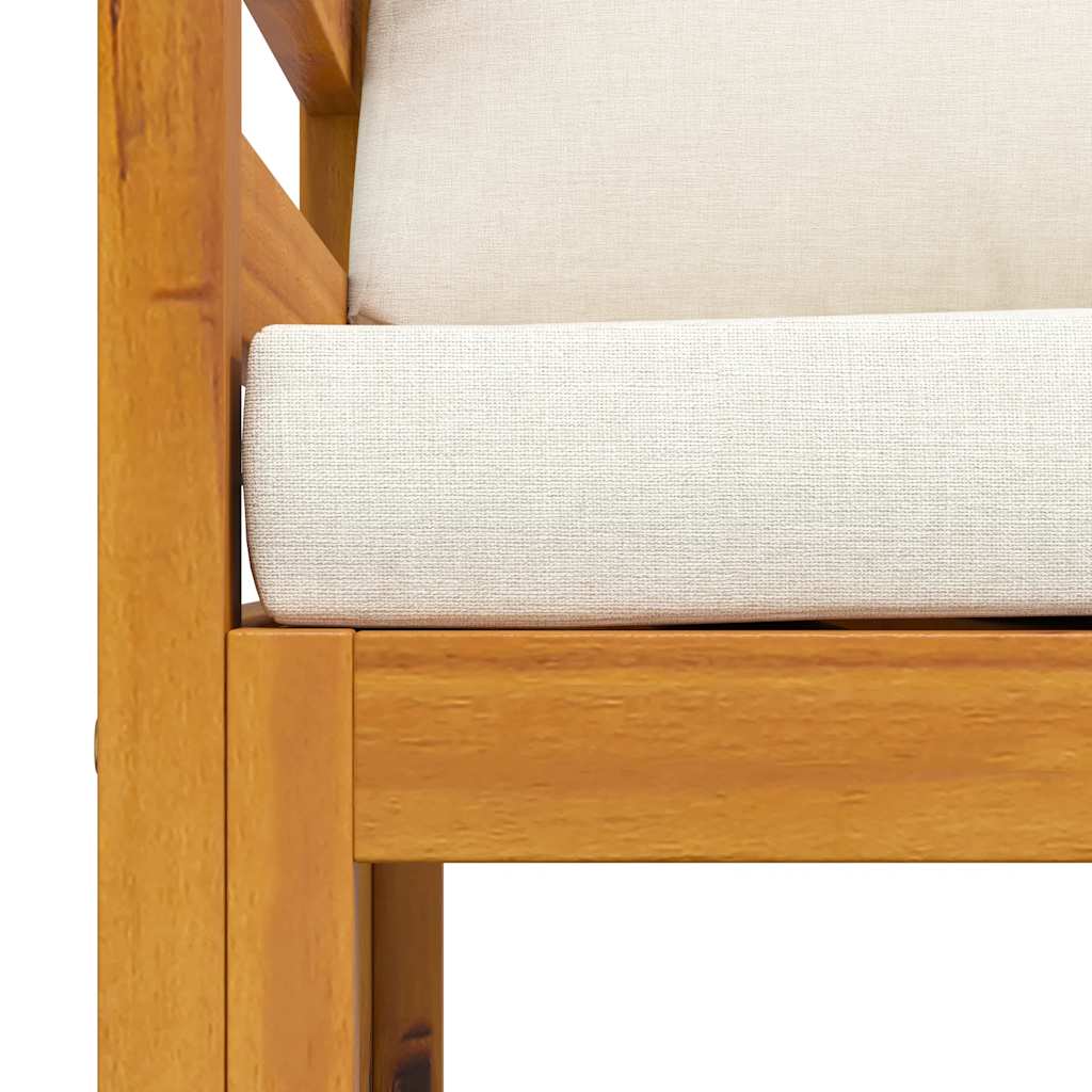 Sedia da Giardino con Cuscino Crema in Legno Massello di Acacia