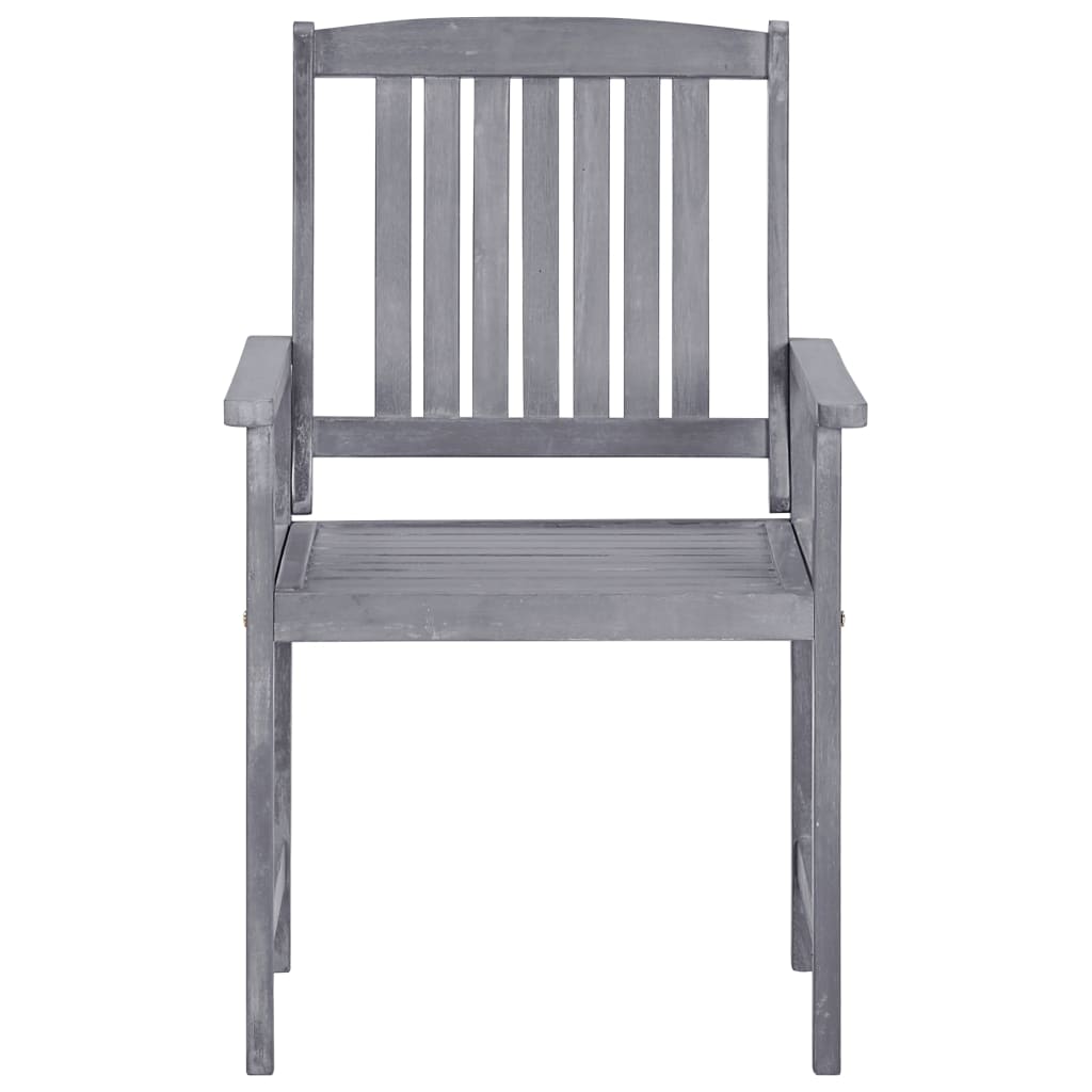 Sedie da Giardino 4 pz in Legno Massello di Acacia Grigio | homemem39