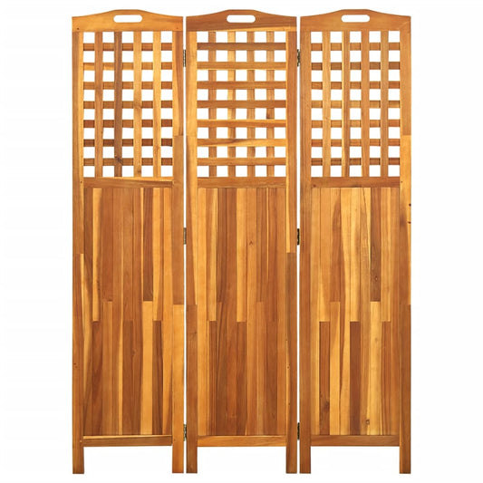 Divisorio a 3 Pannelli Grigio 121x2x170 cm in Massello Acacia | homemem39