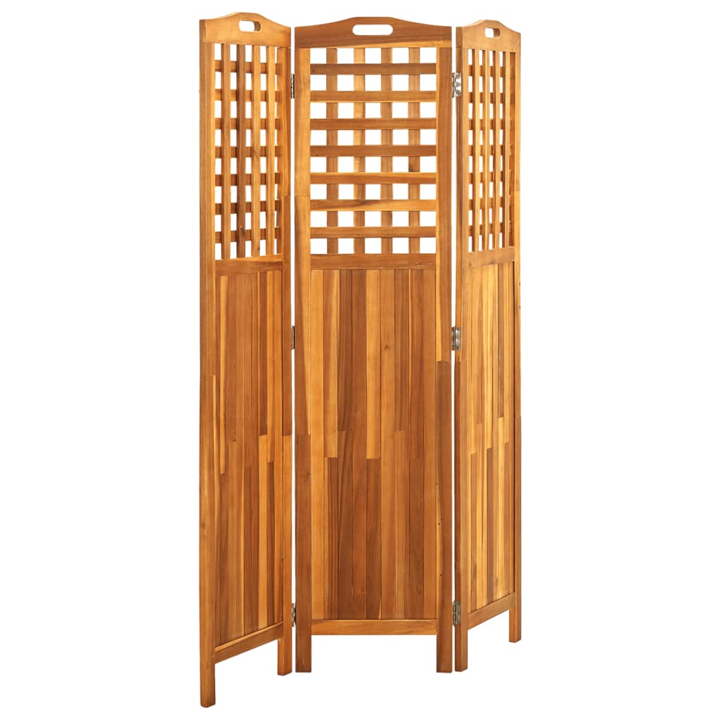 Divisorio a 3 Pannelli Grigio 121x2x170 cm in Massello Acacia - homemem39