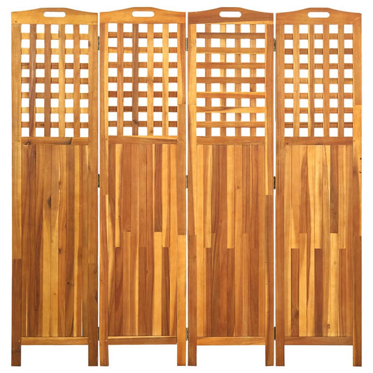 Divisorio a 4 Pannelli Grigio 161x2x170 cm in Massello Acacia - homemem39