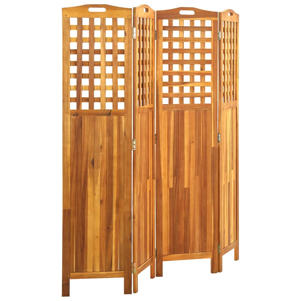 Divisorio a 4 Pannelli Grigio 161x2x170 cm in Massello Acacia - homemem39
