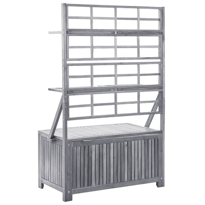 Contenitore con Traliccio Grigio 99x55x160 cm in Legno Acacia - homemem39