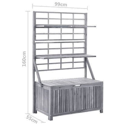 Contenitore con Traliccio Grigio 99x55x160 cm in Legno Acacia - homemem39