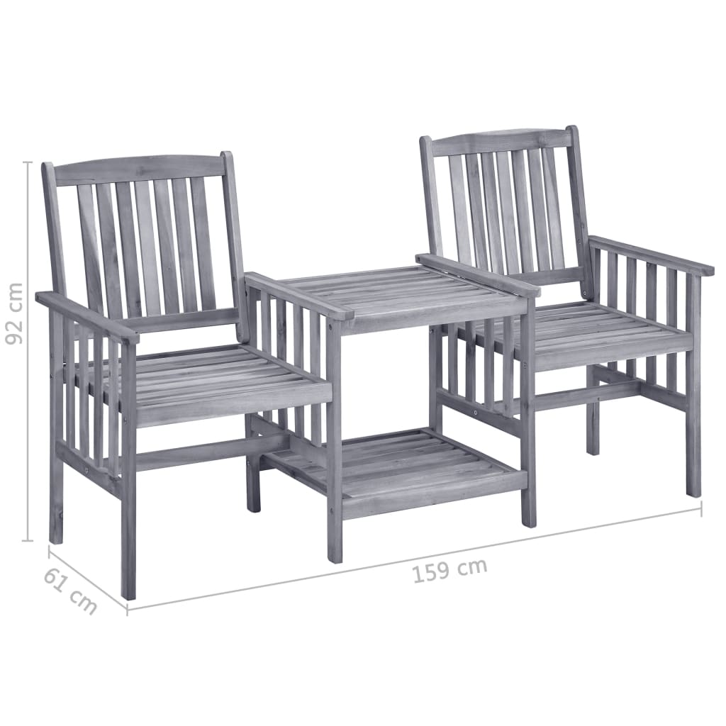 Sedie da Giardino Tavolino da Tè 159x61x92cm Massello d'Acacia | homemem39