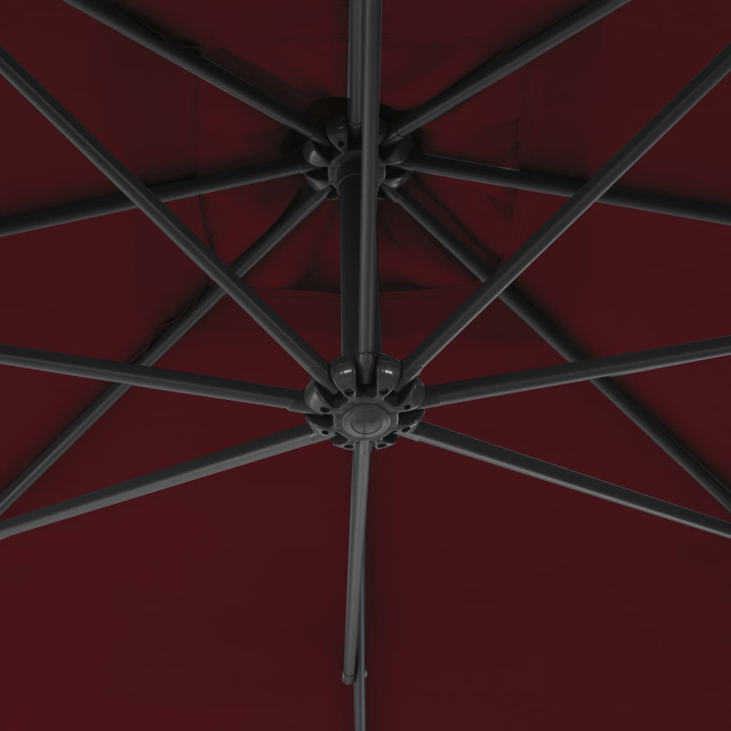 Ombrellone a Sbalzo con Palo in Acciaio 250x250 cm Rosso Vino - homemem39