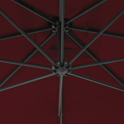 Ombrellone a Sbalzo con Palo in Acciaio 250x250 cm Rosso Vino - homemem39