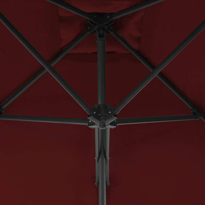 Ombrellone con Palo in Acciaio Rosso Bordò 250x250x230 cm