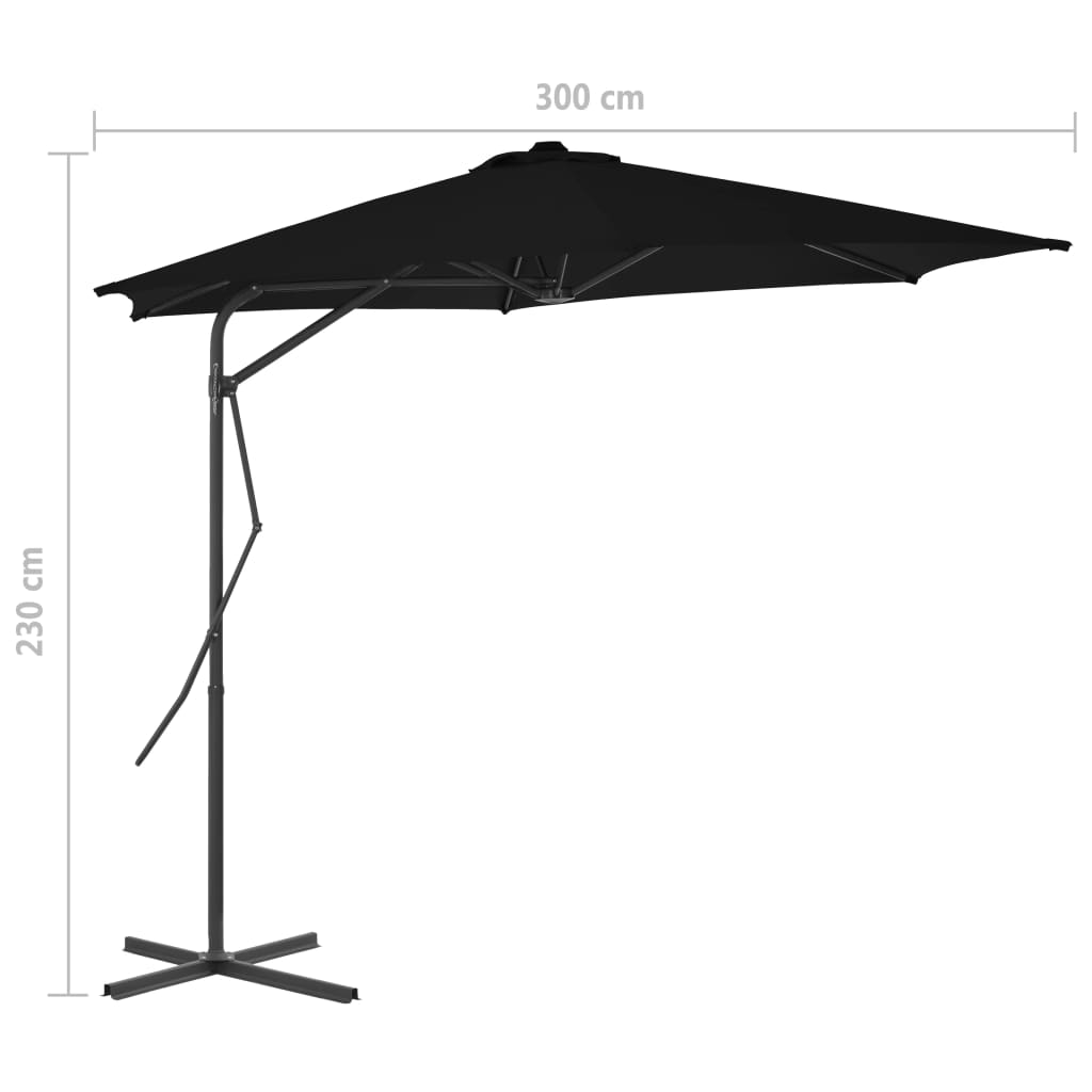 Ombrellone da Giardino con Palo in Acciaio Nero 300x230cm - homemem39