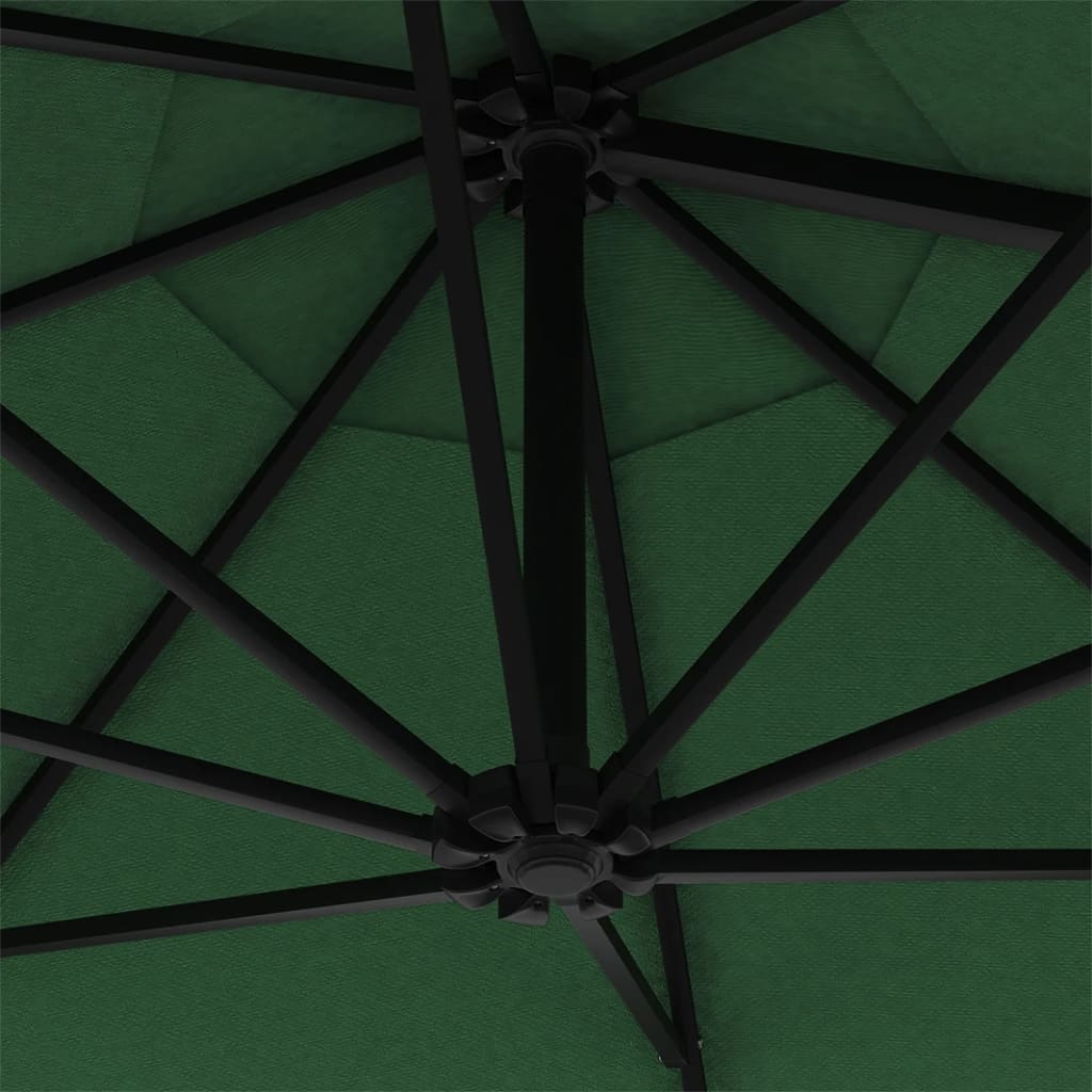 Ombrellone da Giardino a Parete con LED 300 cm Verde | homemem39