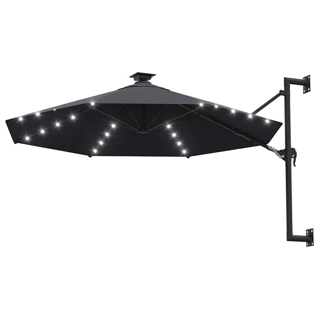 Ombrellone da Giardino a Parete con LED 300 cm Antracite | homemem39