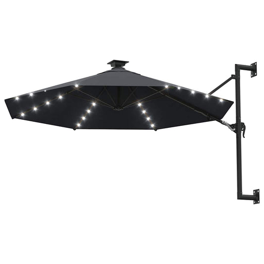 Ombrellone da Giardino a Parete con LED 300 cm Antracite | homemem39