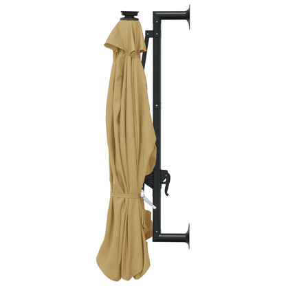 Ombrellone da Giardino a Parete con LED 300 cm Tortora | homemem39