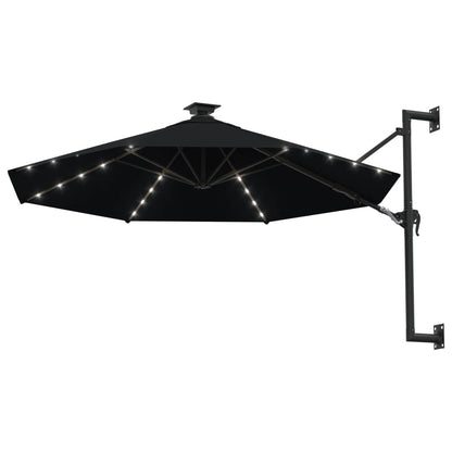 Ombrellone da Giardino a Parete con LED 300 cm Nero | homemem39