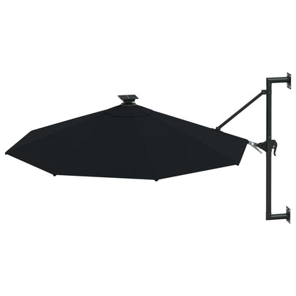 Ombrellone da Giardino a Parete con LED 300 cm Nero | homemem39