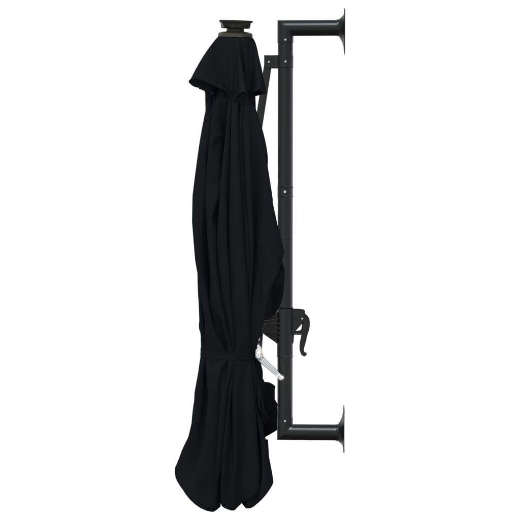 Ombrellone da Giardino a Parete con LED 300 cm Nero | homemem39