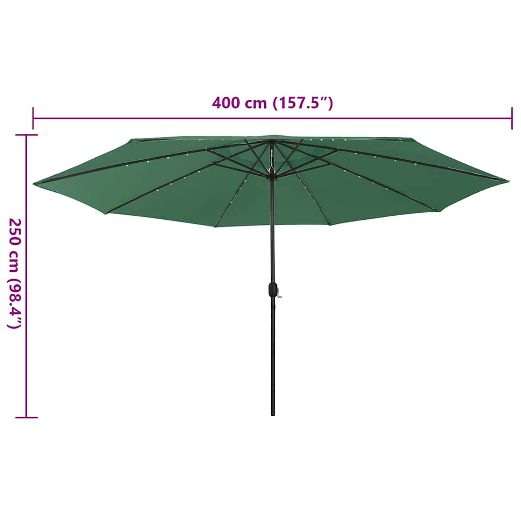 Ombrellone da Giardino con Luci LED 400 cm Verde | homemem39
