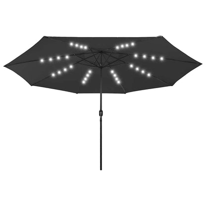 Ombrellone da Giardino con Luci LED 400 cm Nero | homemem39