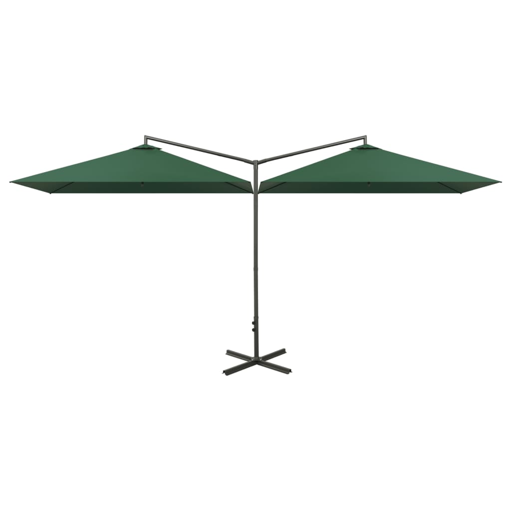 Ombrellone Doppio con Palo in Acciaio Verde 600x300 cm | homemem39