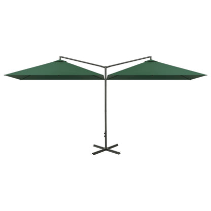 Ombrellone Doppio con Palo in Acciaio Verde 600x300 cm | homemem39