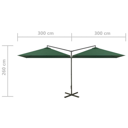 Ombrellone Doppio con Palo in Acciaio Verde 600x300 cm | homemem39