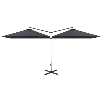 Ombrellone Doppio con Palo in Acciaio Antracite 600x300 cm | homemem39