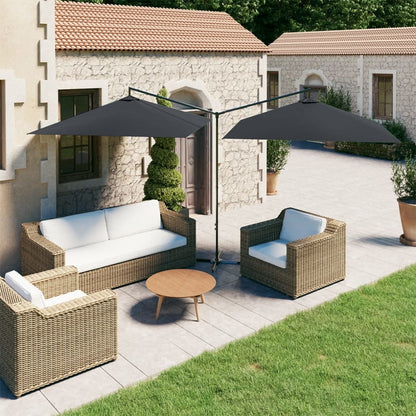 Ombrellone Doppio con Palo in Acciaio Antracite 600x300 cm | homemem39