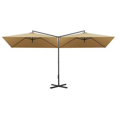 Ombrellone Doppio con Palo in Acciaio Tortora 600x300 cm | homemem39
