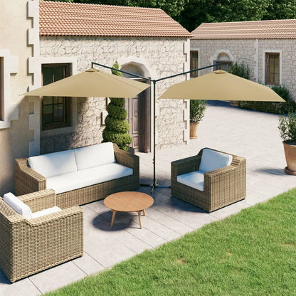 Ombrellone Doppio con Palo in Acciaio Tortora 600x300 cm | homemem39