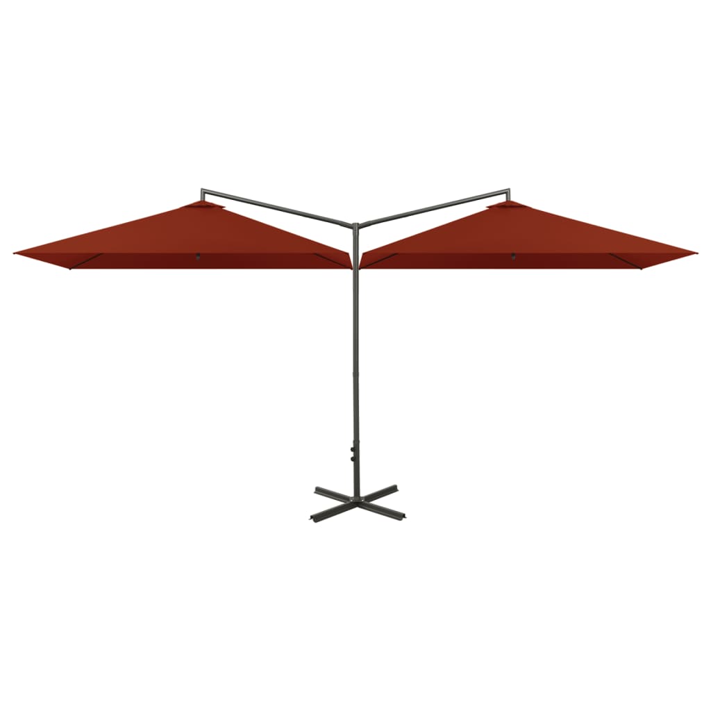 Ombrellone Doppio con Palo in Acciaio Terracotta 600x300 cm | homemem39