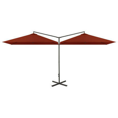 Ombrellone Doppio con Palo in Acciaio Terracotta 600x300 cm | homemem39