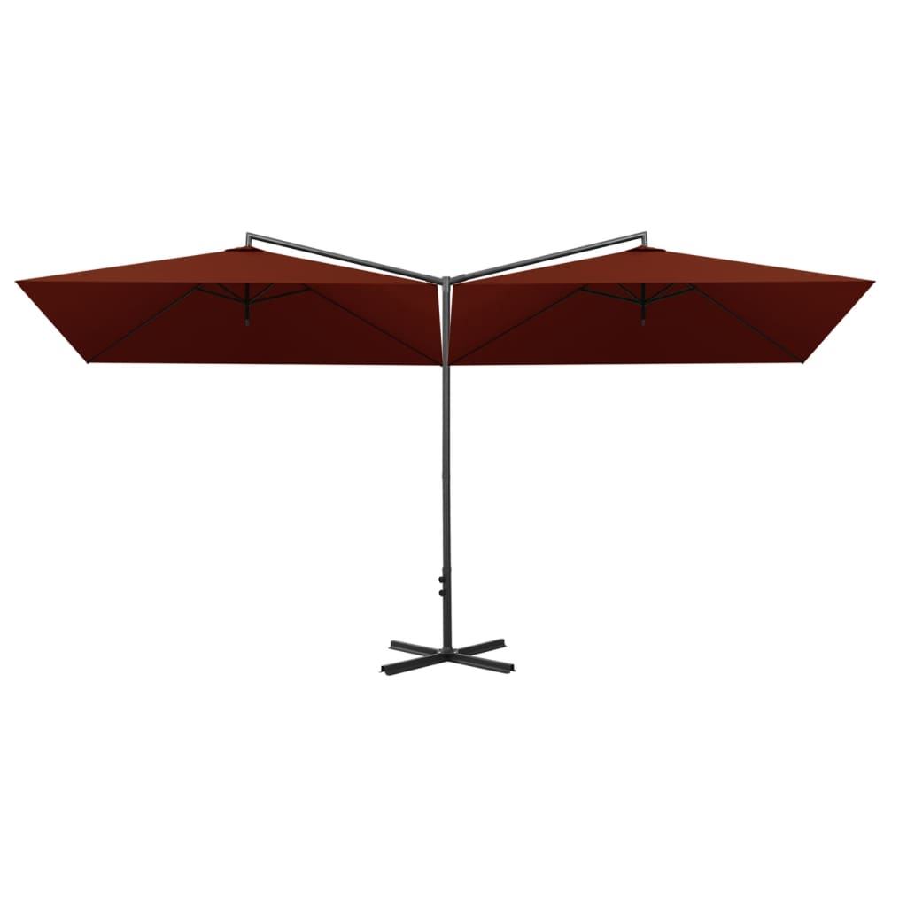 Ombrellone Doppio con Palo in Acciaio Terracotta 600x300 cm | homemem39