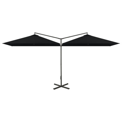 Ombrellone Doppio con Palo in Acciaio Nero 600x300 cm | homemem39