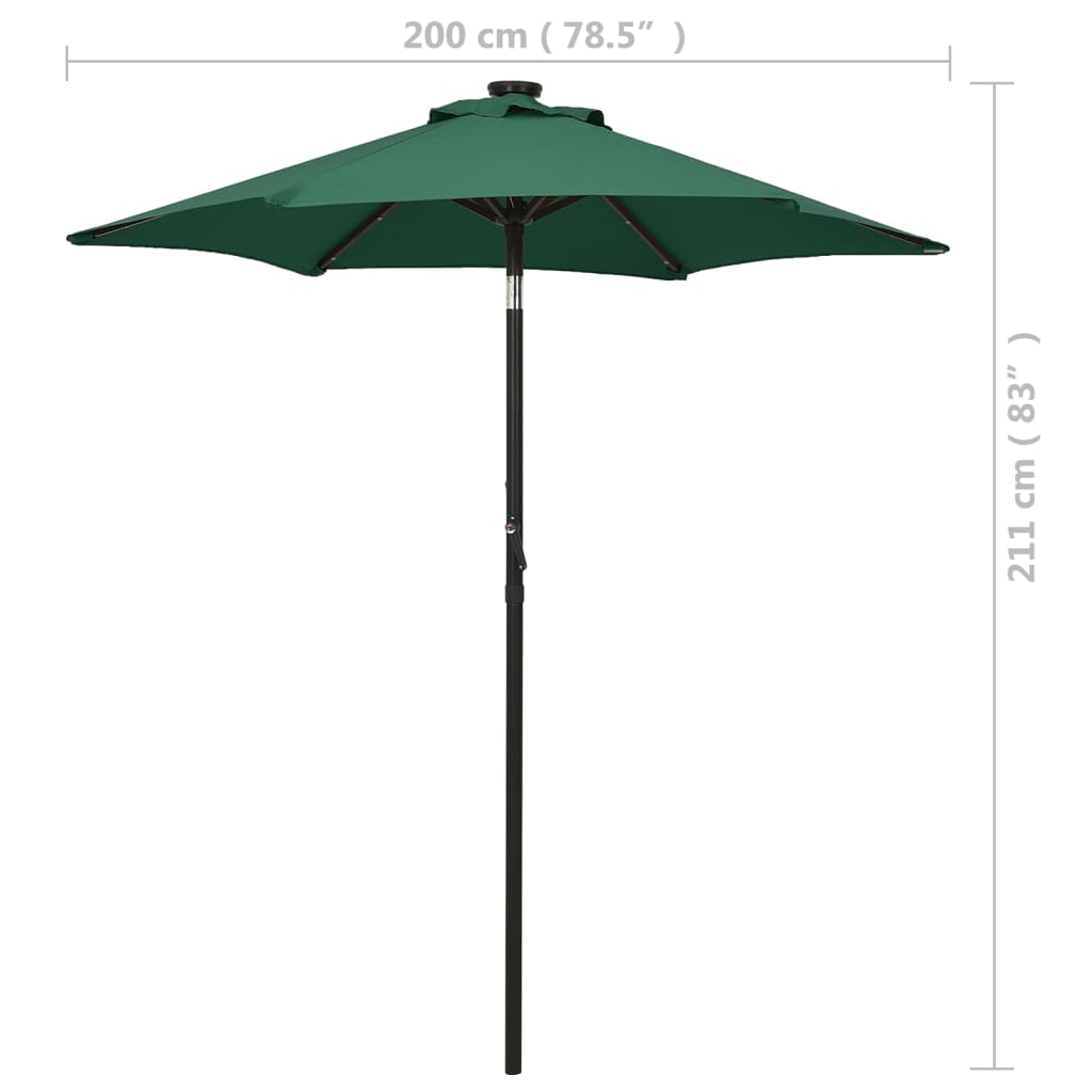 Ombrellone da Giardino con Luci LED Verde 200x211 cm Alluminio | homemem39