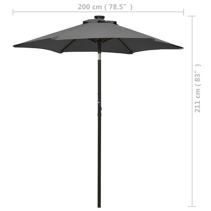 Ombrellone con Luci LED Antracite 200x211 cm in Alluminio | homemem39