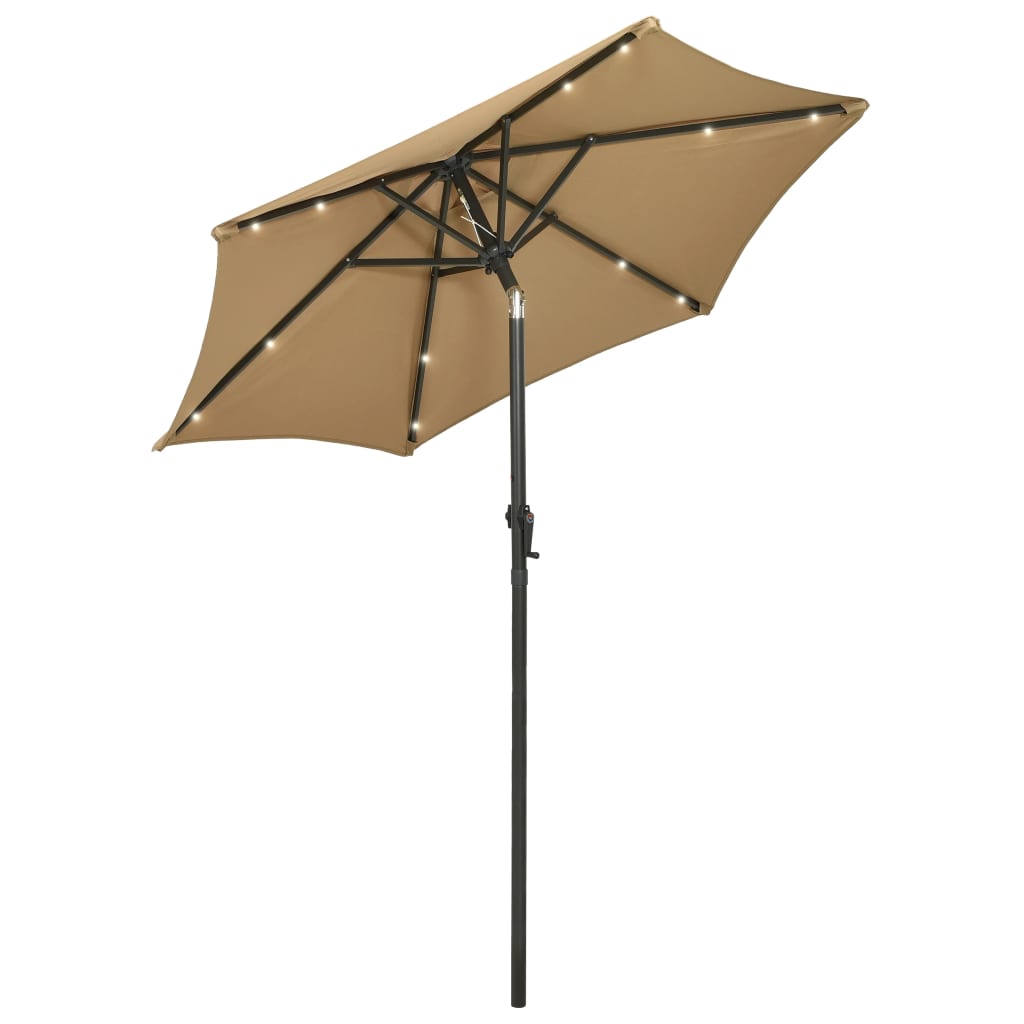 Ombrellone da Giardino con LED Tortora 200x211 cm in Alluminio | homemem39