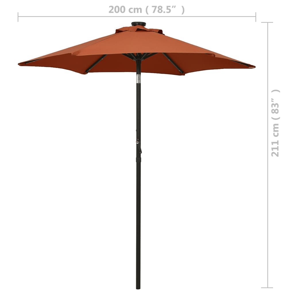 Ombrellone con Luci LED Terracotta 200x211 cm in Alluminio | homemem39