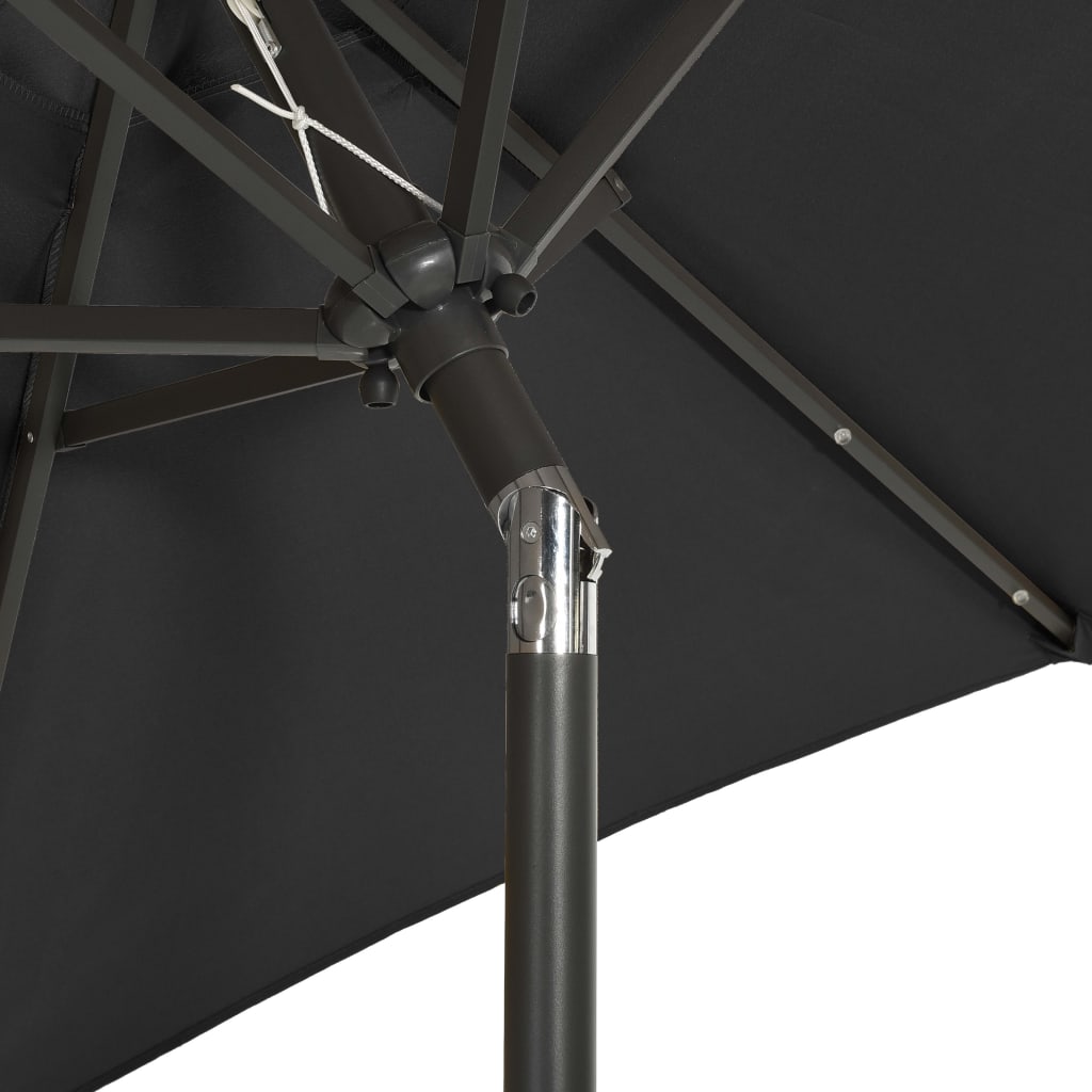 Ombrellone da Giardino con Luci LED Nero 200x211 cm Alluminio | homemem39